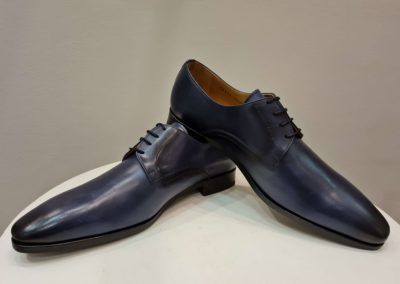 Chaussures personnalisables cuir bleu patiné- Caralys mariage Nice 06